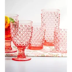 Clearance Kirklands Home Beaded Acrylic Goblet Wine Glasses, Set of 6 Pink