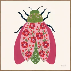Discount Kirklands Home Pink Beetle Framed Canvas Art Print