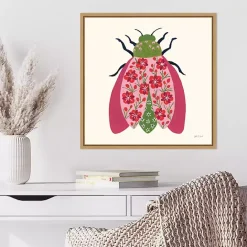 Discount Kirklands Home Pink Beetle Framed Canvas Art Print