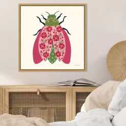 Discount Kirklands Home Pink Beetle Framed Canvas Art Print