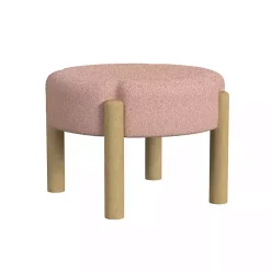 Best Kirklands Home Boucle Natural Wood Ottoman Pink
