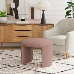 Sale Kirklands Home Boucle Oval Upholstered Ottoman Pink