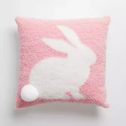 Best Kirklands Home Pink Bunny Hooked Pillow