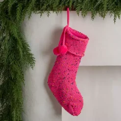 Discount Kirklands Home Confetti Knit Christmas Stocking Pink