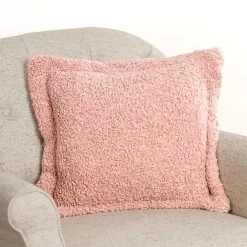 New Kirklands Home Curly Faux Lamb Fur Pillow Pink
