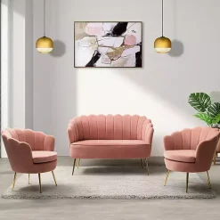 New Kirklands Home Donata Velvet Tufted Loveseat Pink