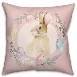 New Kirklands Home Easter Bunny Wreath Pillow Pink
