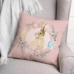 New Kirklands Home Easter Bunny Wreath Pillow Pink