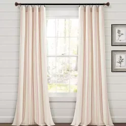 Hot Kirklands Home Farmhouse Stripe Curtain Panel Set, 84 in. Pink