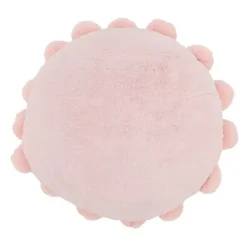 Sale Kirklands Home Faux Fur Round Pom Pom Throw Pillow Pink