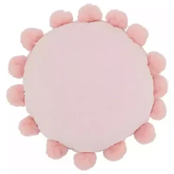 Sale Kirklands Home Faux Fur Round Pom Pom Throw Pillow Pink