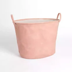 Discount Kirklands Home Faux Leather Storage Bin Pink