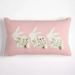 Kirklands Home Pink Floral Bunny Trio Lumbar Pillow