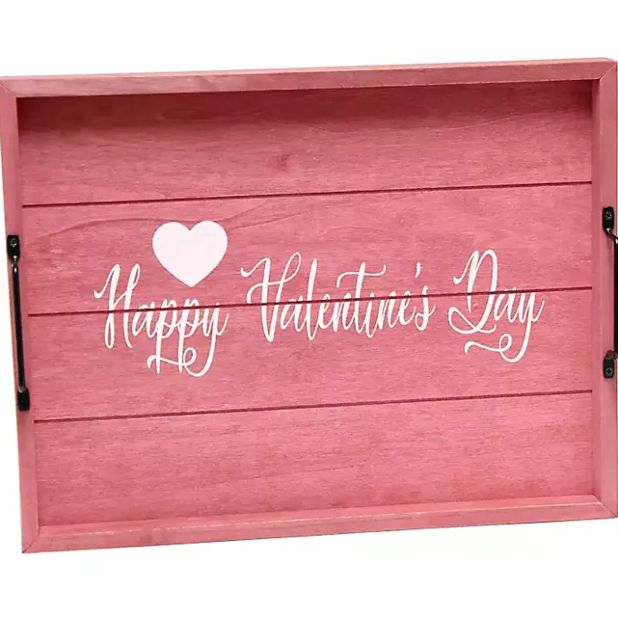 Clearance Kirklands Home Pink Happy Valentine's Day Wood Tray
