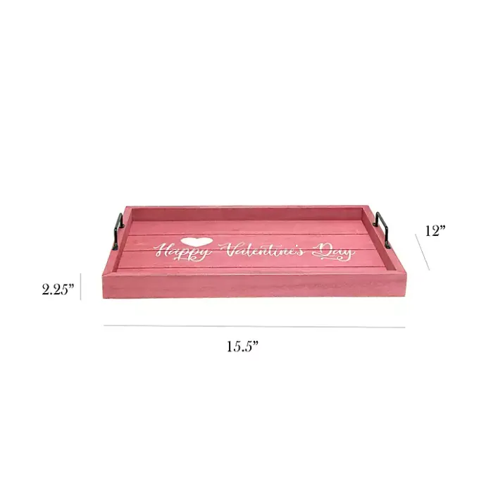Clearance Kirklands Home Pink Happy Valentine's Day Wood Tray