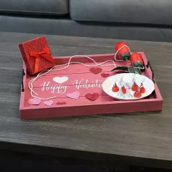 Clearance Kirklands Home Pink Happy Valentine's Day Wood Tray