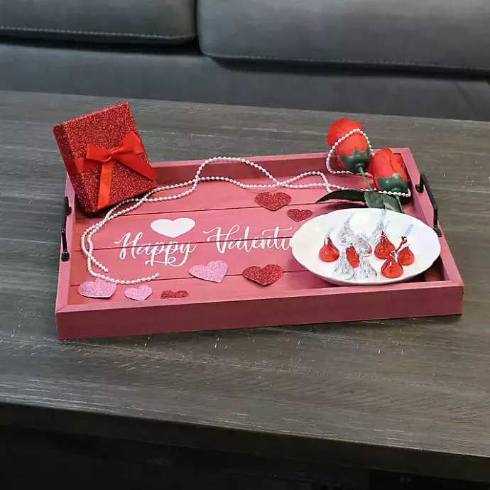 Clearance Kirklands Home Pink Happy Valentine's Day Wood Tray