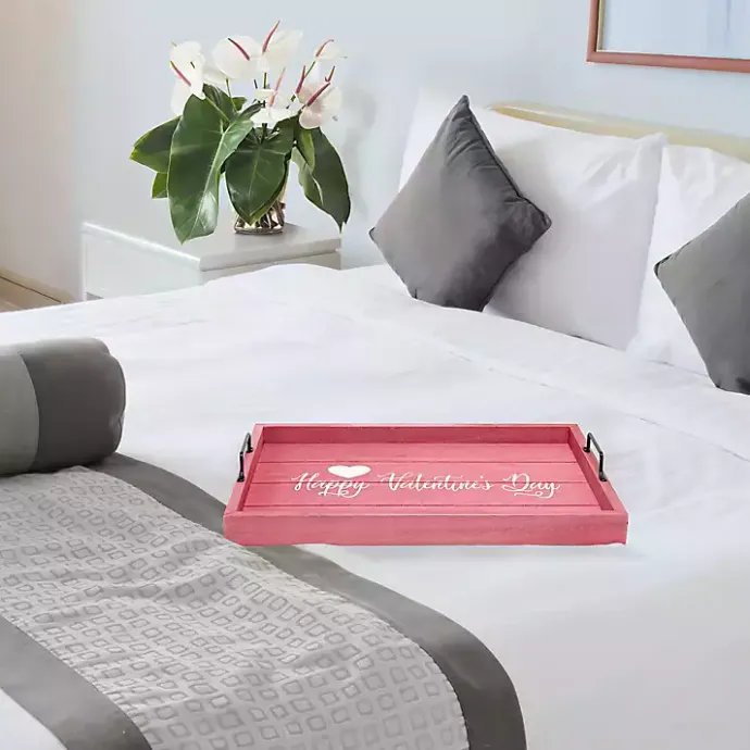Clearance Kirklands Home Pink Happy Valentine's Day Wood Tray