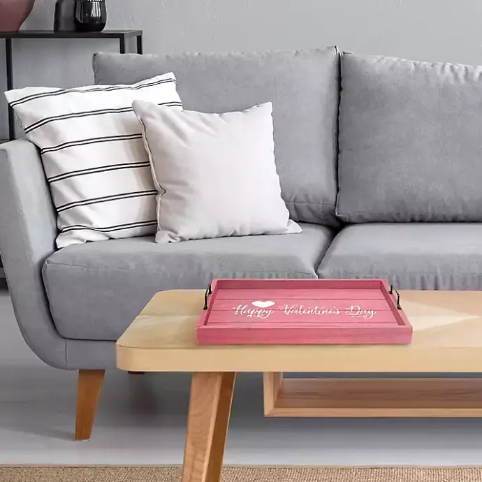 Clearance Kirklands Home Pink Happy Valentine's Day Wood Tray