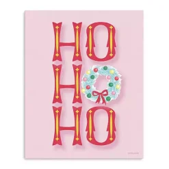 Discount Kirklands Home Pink Ho Ho Ho Wreath Canvas Print