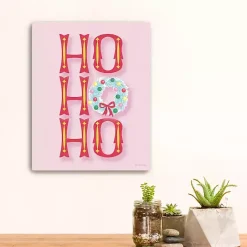 Discount Kirklands Home Pink Ho Ho Ho Wreath Canvas Print