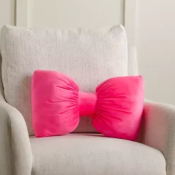 Online Kirklands Home Holiday Bow Shaped Pillow Pink
