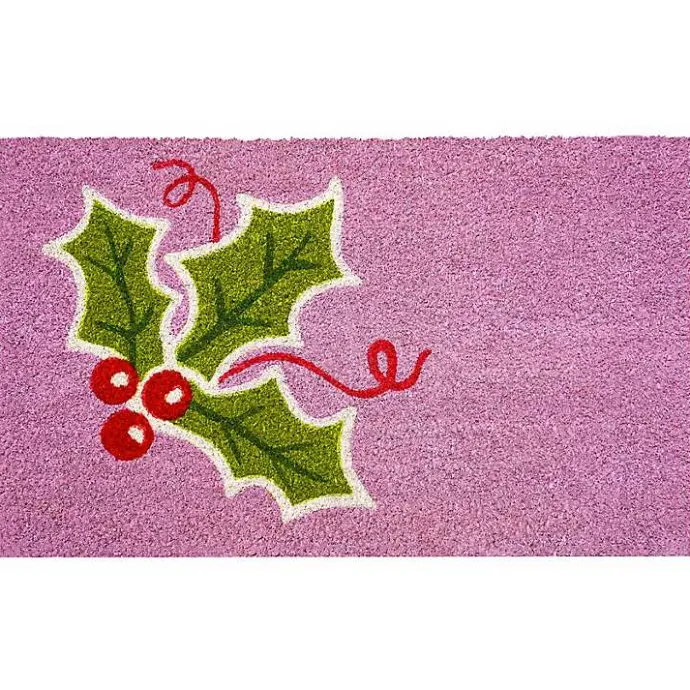 New Kirklands Home Pink Holly Sprig Doormat
