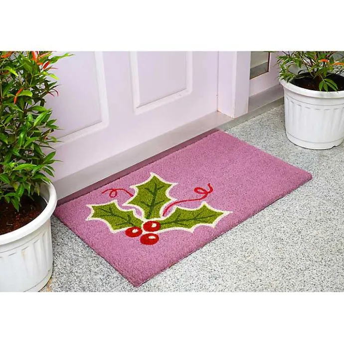 New Kirklands Home Pink Holly Sprig Doormat