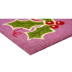New Kirklands Home Pink Holly Sprig Doormat