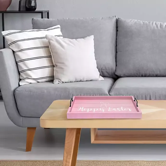 Best Kirklands Home Hoppy Easter Wood Tray Pink