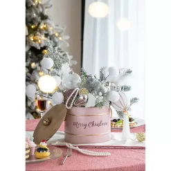 Hot Kirklands Home Iron Merry Christmas Lidded Baskets, Set of 2 Pink