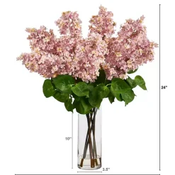 Outlet Kirklands Home Lilac Arrangement in Glass Vase Pink