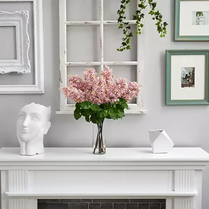 Outlet Kirklands Home Lilac Arrangement in Glass Vase Pink