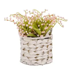 Sale Kirklands Home Pink Lily of the Valley Arrangement in Basket