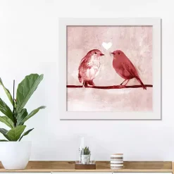 Sale Kirklands Home Pink Love Birds Framed Canvas Art Print