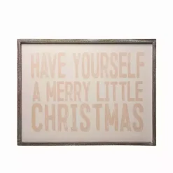 Hot Kirklands Home Pink Merry Little Christmas Framed Wall Plaque