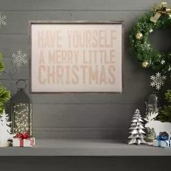 Hot Kirklands Home Pink Merry Little Christmas Framed Wall Plaque