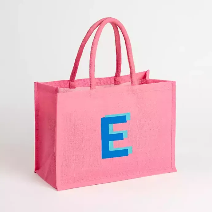 Best Kirklands Home Monogram E Jute Tote Bag Pink