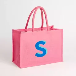 Outlet Kirklands Home Monogram S Jute Tote Bag Pink