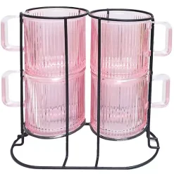 Clearance Kirklands Home Mugs with Rack 5-pc. Set Pink