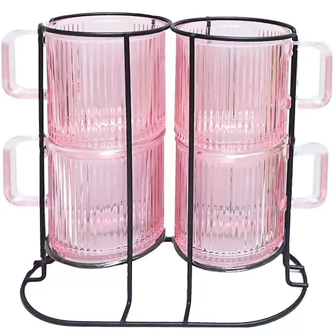 Clearance Kirklands Home Mugs with Rack 5-pc. Set Pink