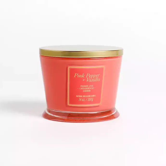 Discount Kirklands Home Pepper & Vanilla 14 oz. 3-Wick Candle Pink