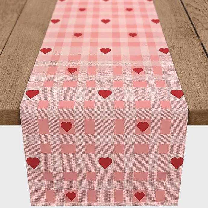 Kirklands Home Pink Plaid Hearts Table Runner, 72 in.