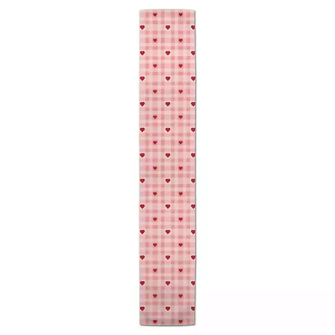 Kirklands Home Pink Plaid Hearts Table Runner, 72 in.