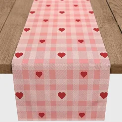Sale Kirklands Home Pink Plaid Hearts Table Runner, 90 in.