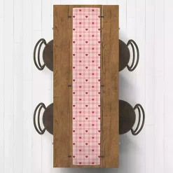 Sale Kirklands Home Pink Plaid Hearts Table Runner, 90 in.