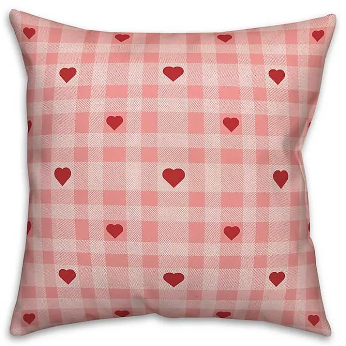 Clearance Kirklands Home Plaid Hearts Throw Pillow Pink