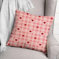 Clearance Kirklands Home Plaid Hearts Throw Pillow Pink
