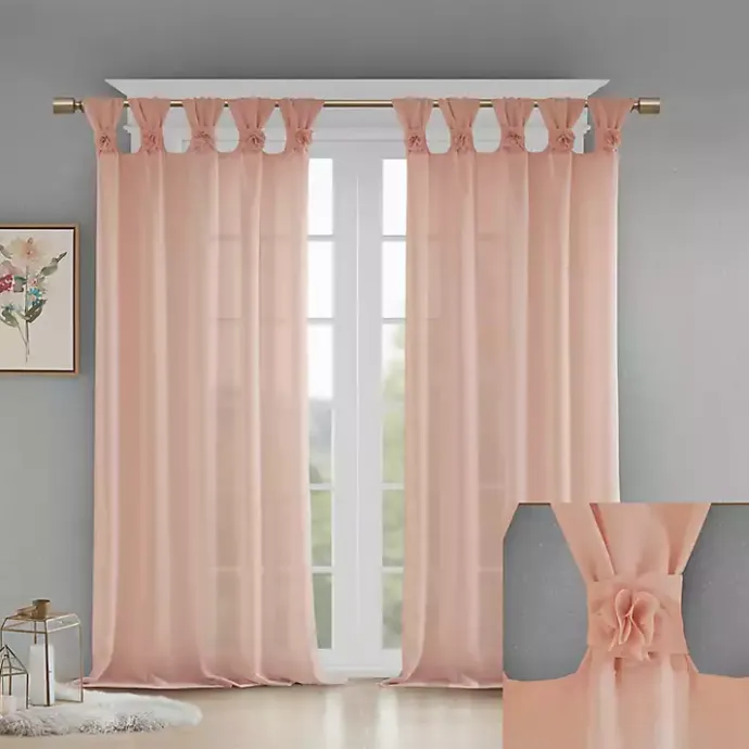 Kirklands Home Rosette Tab Top Curtain Panel, 84 in. Pink