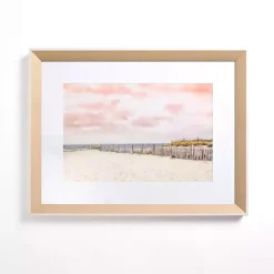 Hot Kirklands Home Pink Sky Beach Framed Art Print
